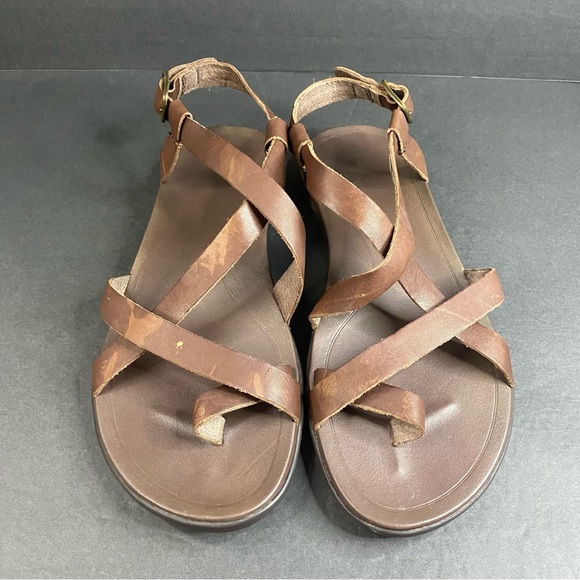OluKai Shoes Olukai Upena Brown Leather Strappy Sandals Womens Sz 8